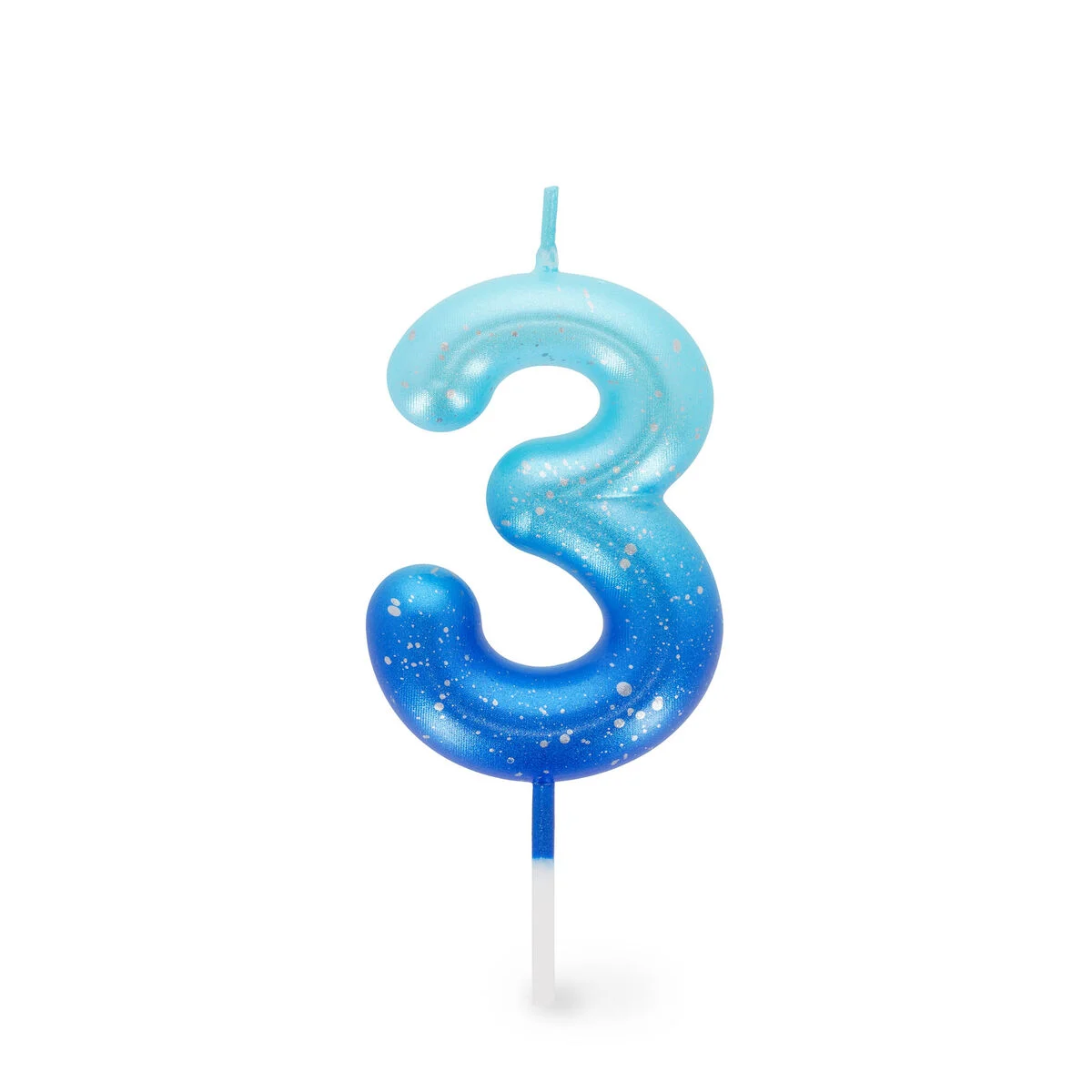 Blue Birthday Cake Candle - 3 - Happy Birthday Candle