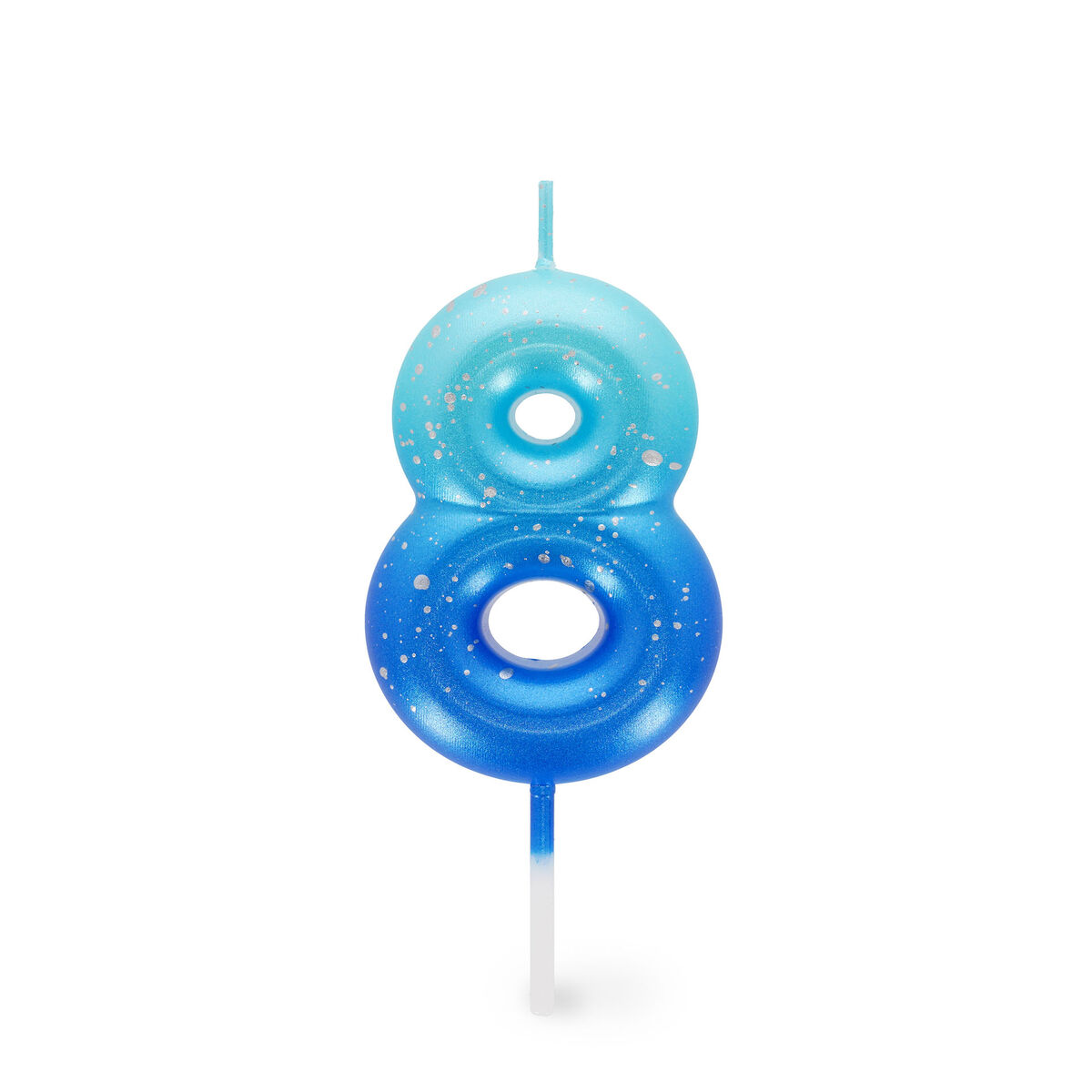 Blue Birthday Cake Candle - 8 - Happy Birthday Candle