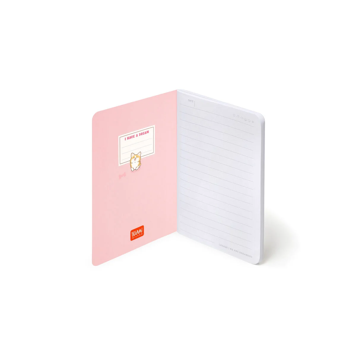 A6 Lined Notebook with Illustrated Hard Cover - Corgi