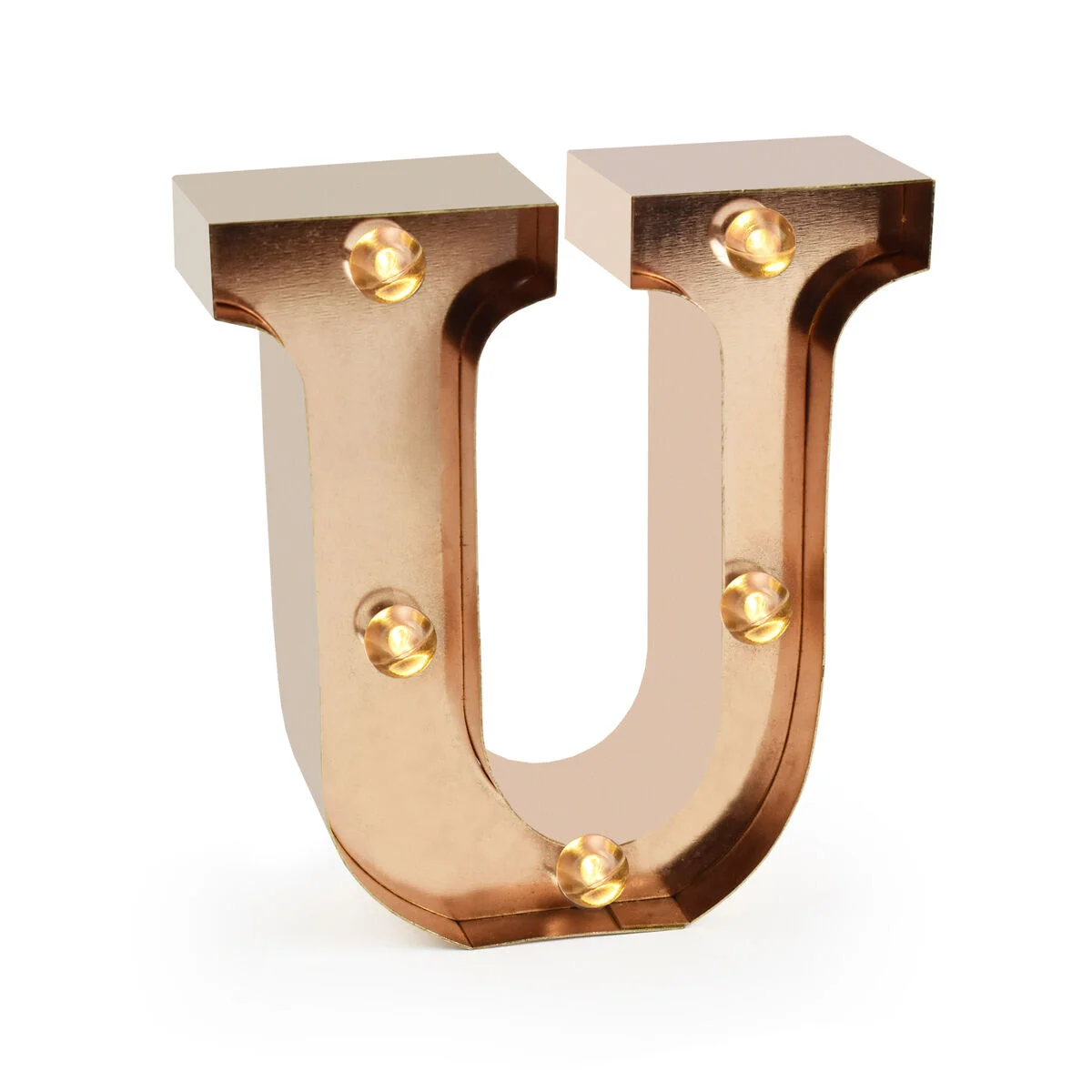 Rose Gold Light-Up Decorative Letter - U - Mini Decorative Light