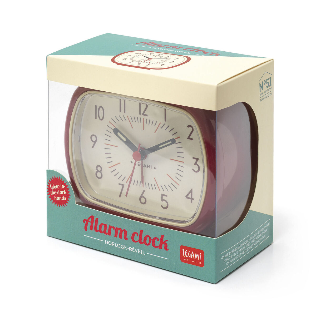 Vintage Inspired Alarm Clock - Red - Retro Alarm Clock