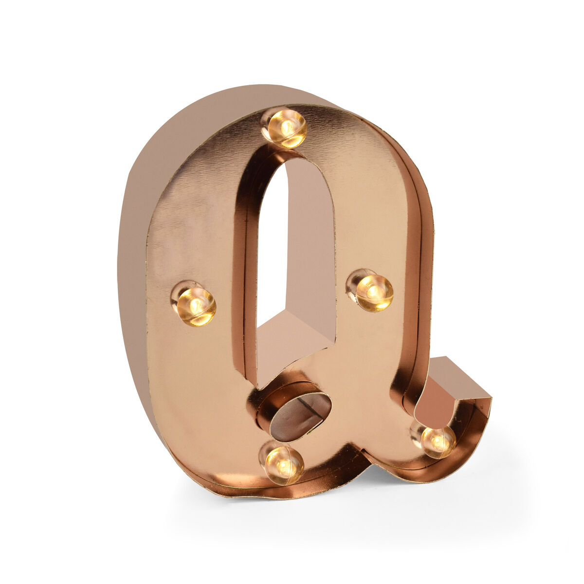 Rose Gold Light-Up Decorative Letter - Q - Mini Decorative Light