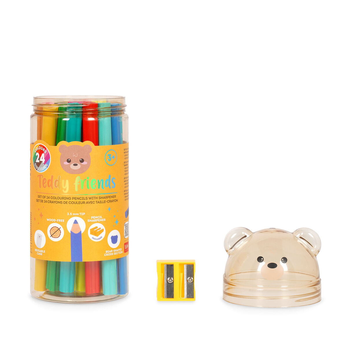 Set of 24 Colouring Pencil with Sharpener - Teddy Friends