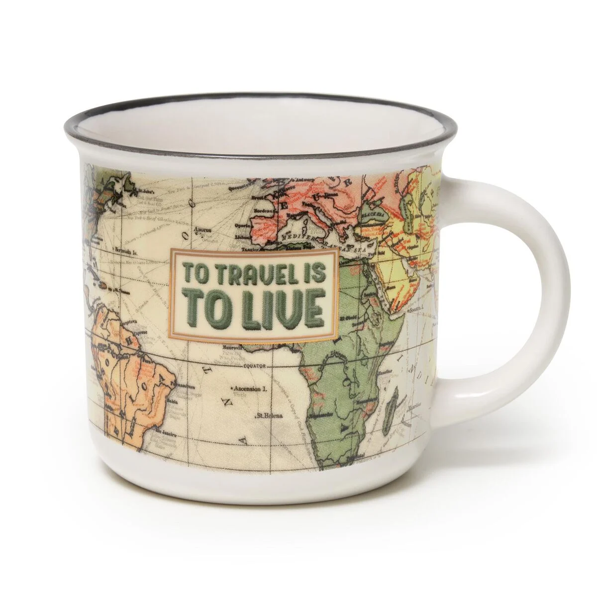 New Bone China Porcelain Mug with Travel-Themed Illustration. 350 ml capacity. The ideal Gift Idea f