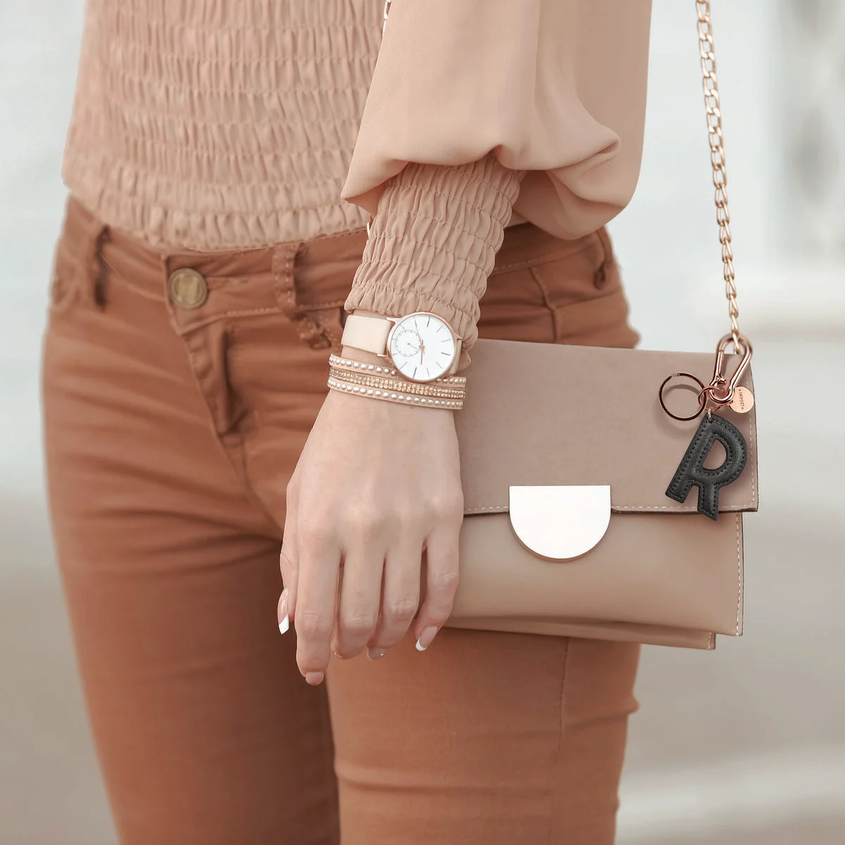 Key Ring with Initial Letter - R / Black - My Initial