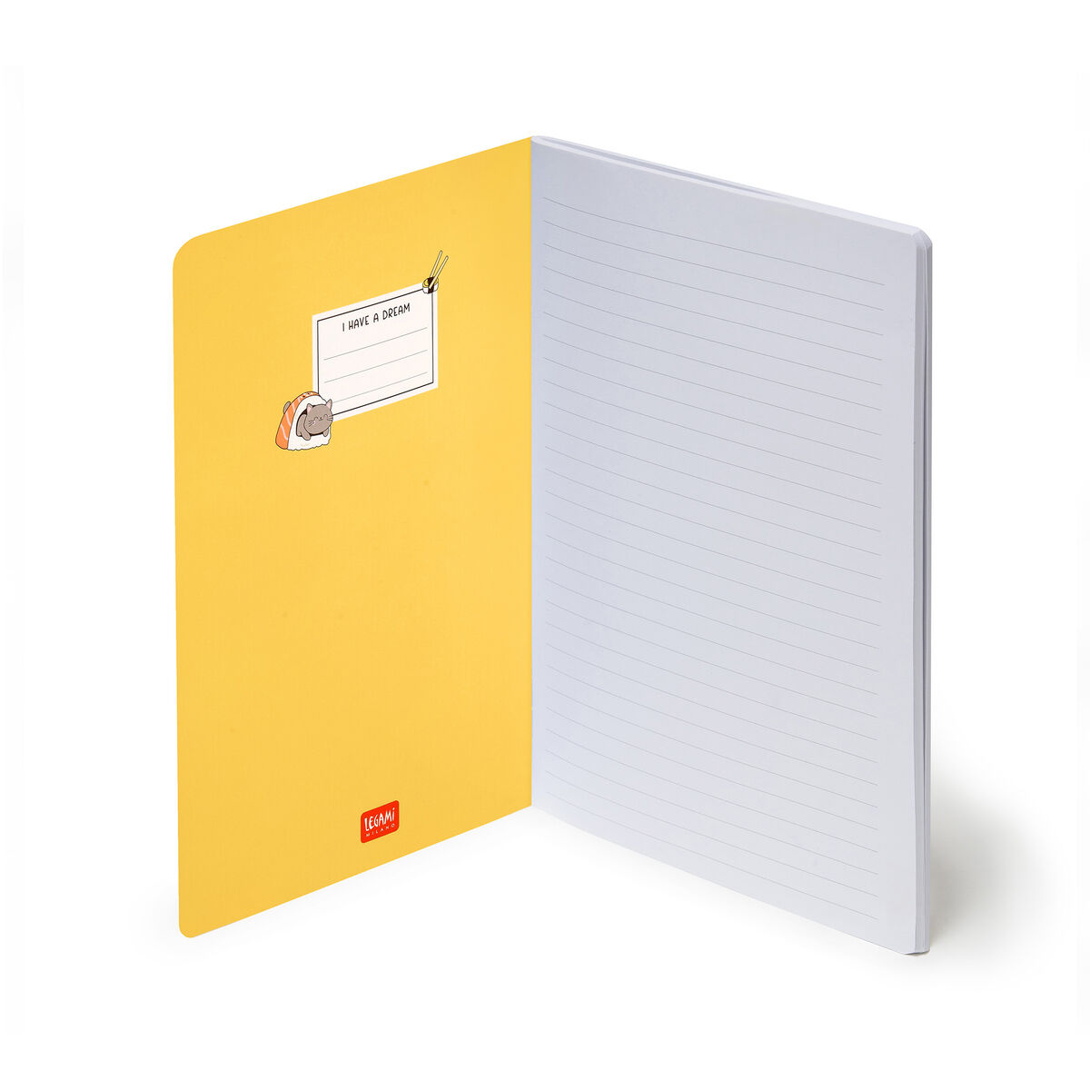 B5 Lined Notebook with Illustrated Hard Cover - Sushi Cat