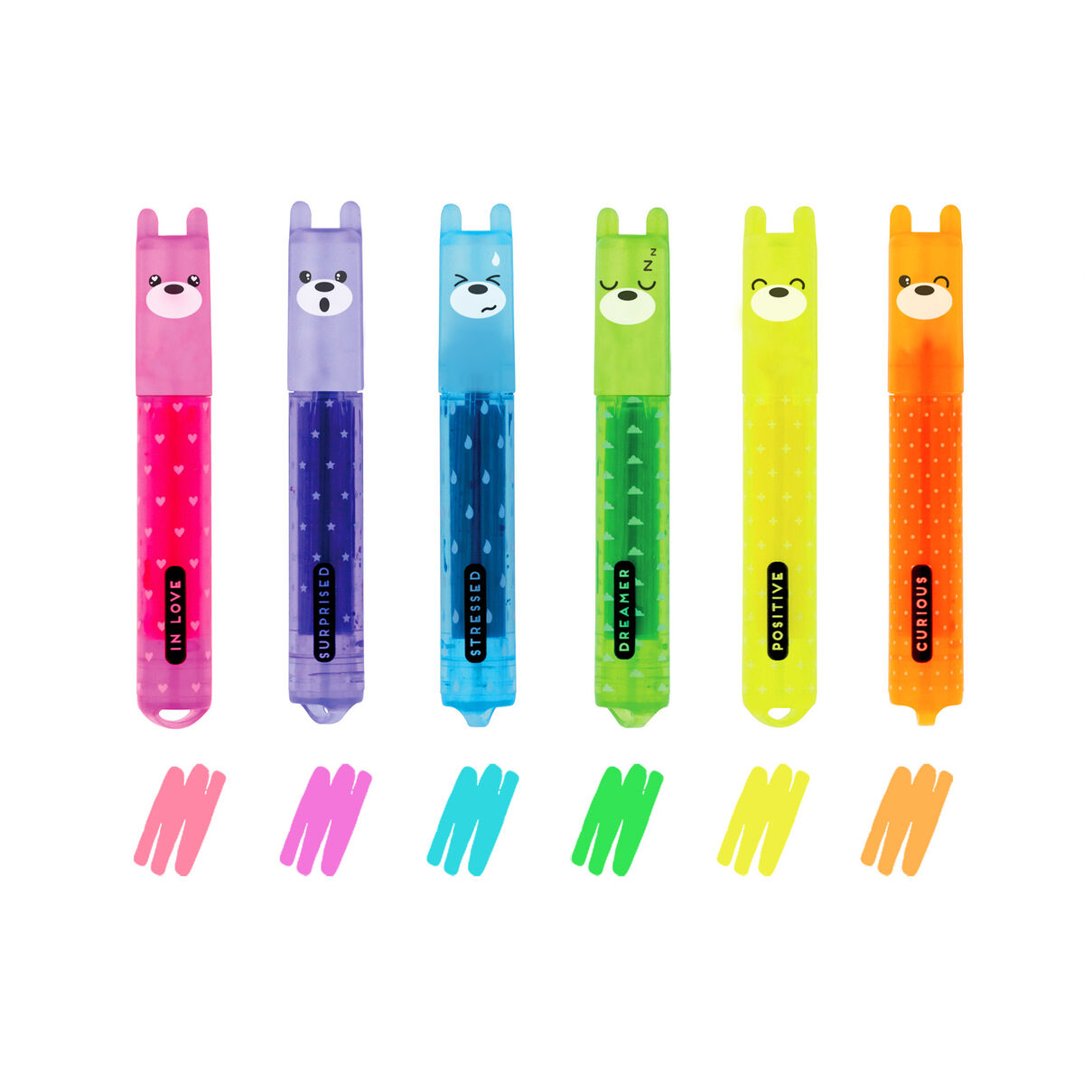 Set of 6 Mini Highlighters - Teddy