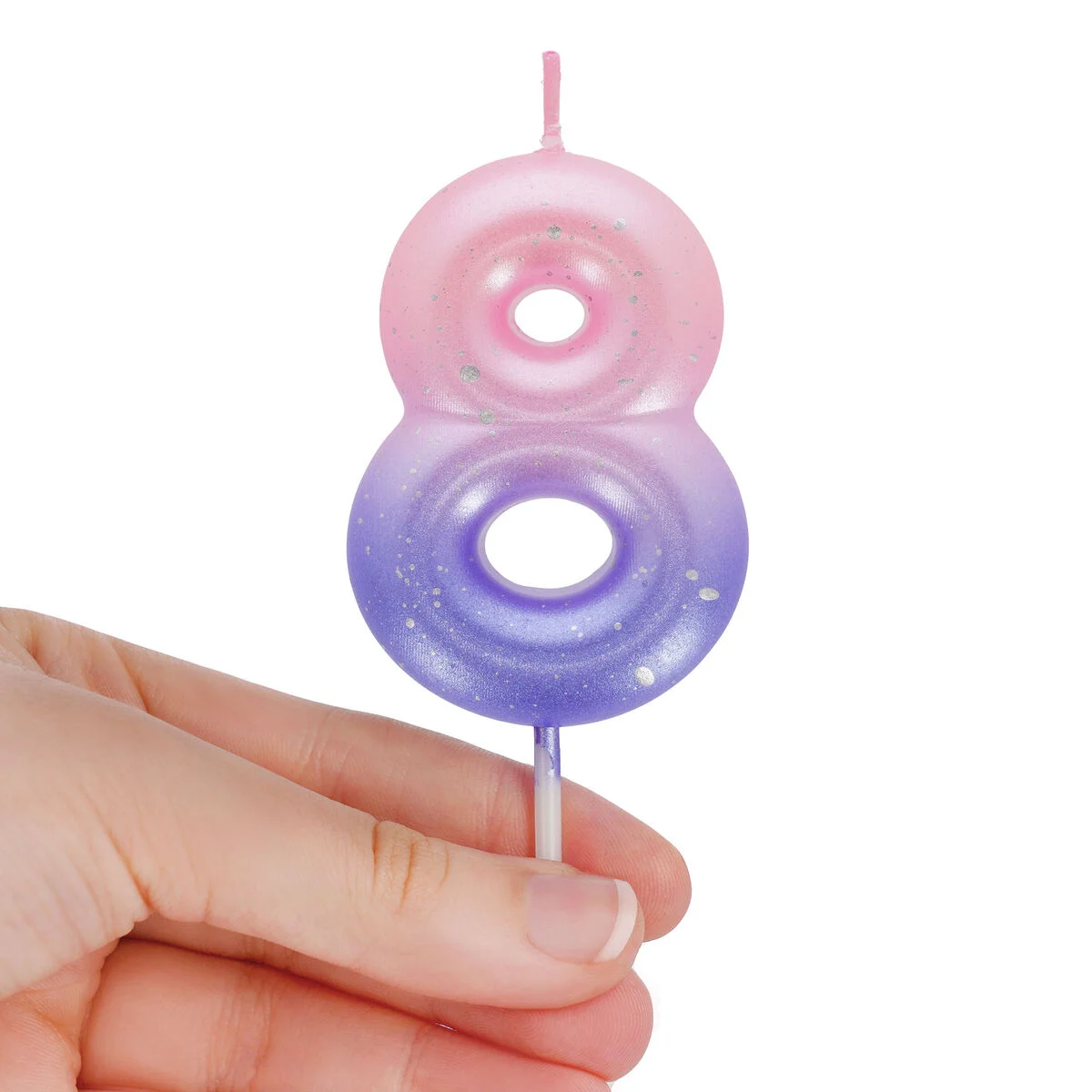 Pink Birthday Cake Candle - 8 - Happy Birthday Candle