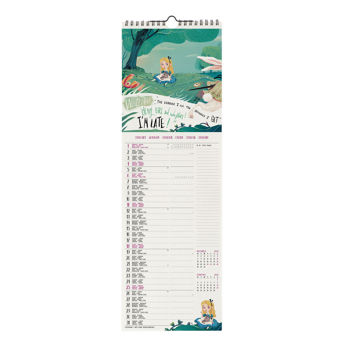 2026 Wall Calendar - 16 x 49 cm