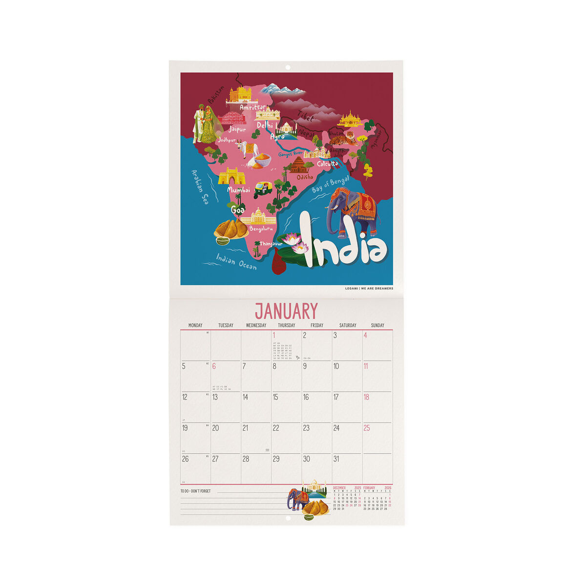 2026 Wall Calendar - 18 x 18 cm