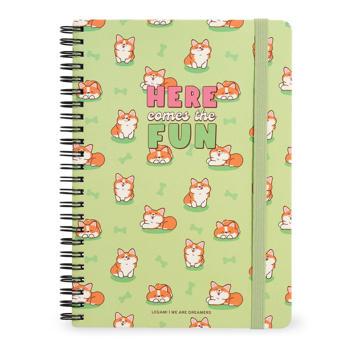 A4 Lined Notebook with Illustrated Hard Cover - Corgi - Jotter - Spiral-Bound