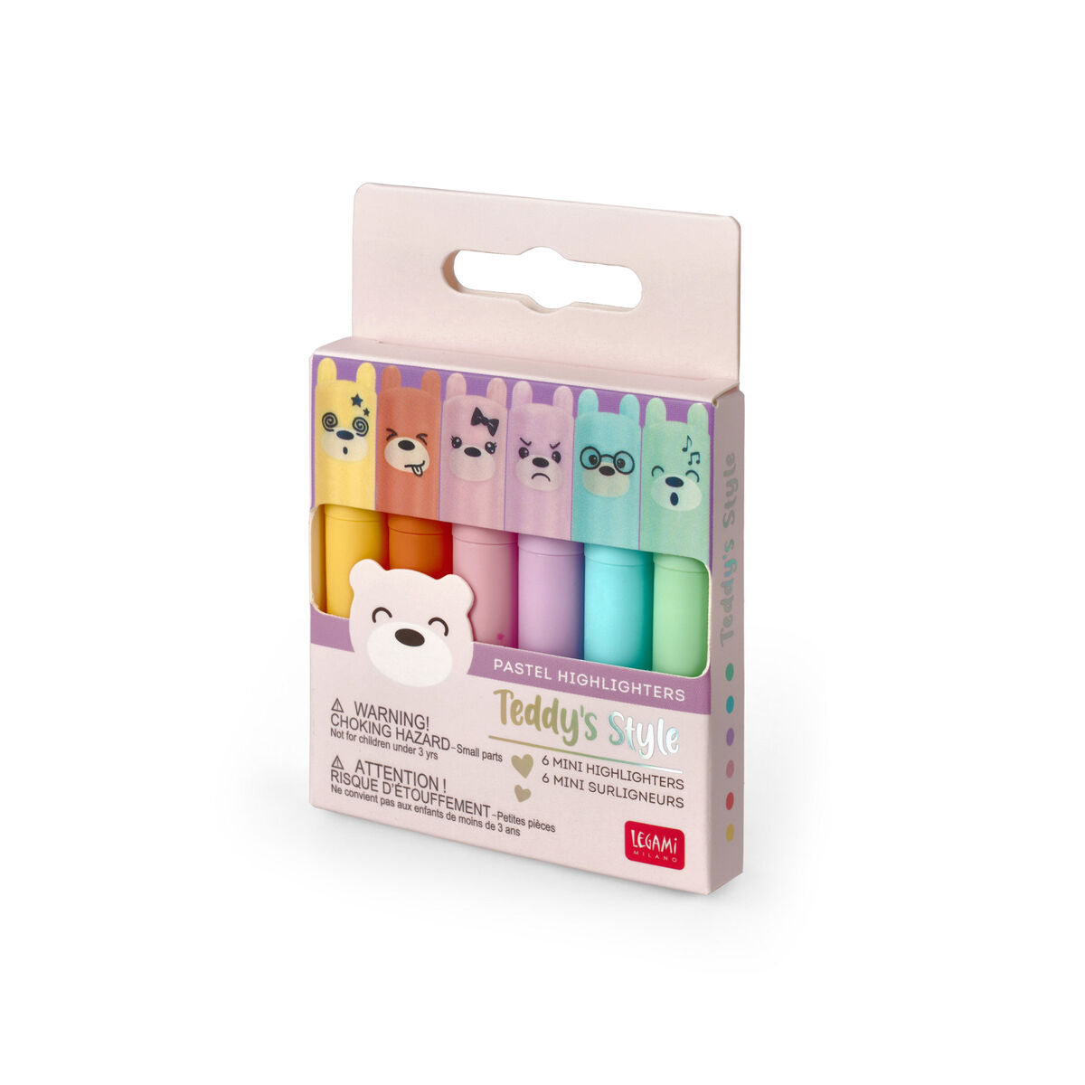 Set of 6 Mini Pastel Highlighters - Teddy's Style