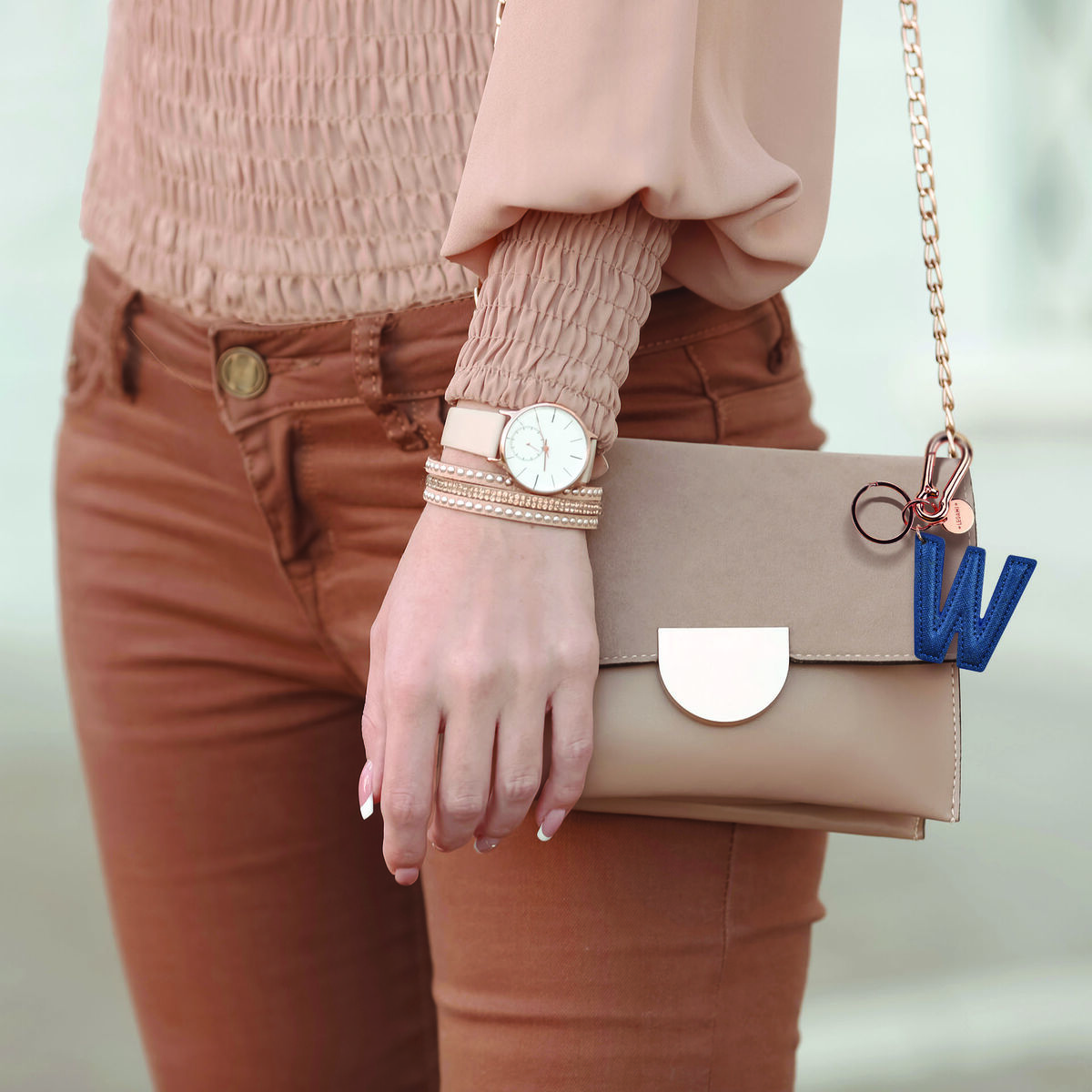 Key Ring with Initial Letter - W / Blue - My Initial