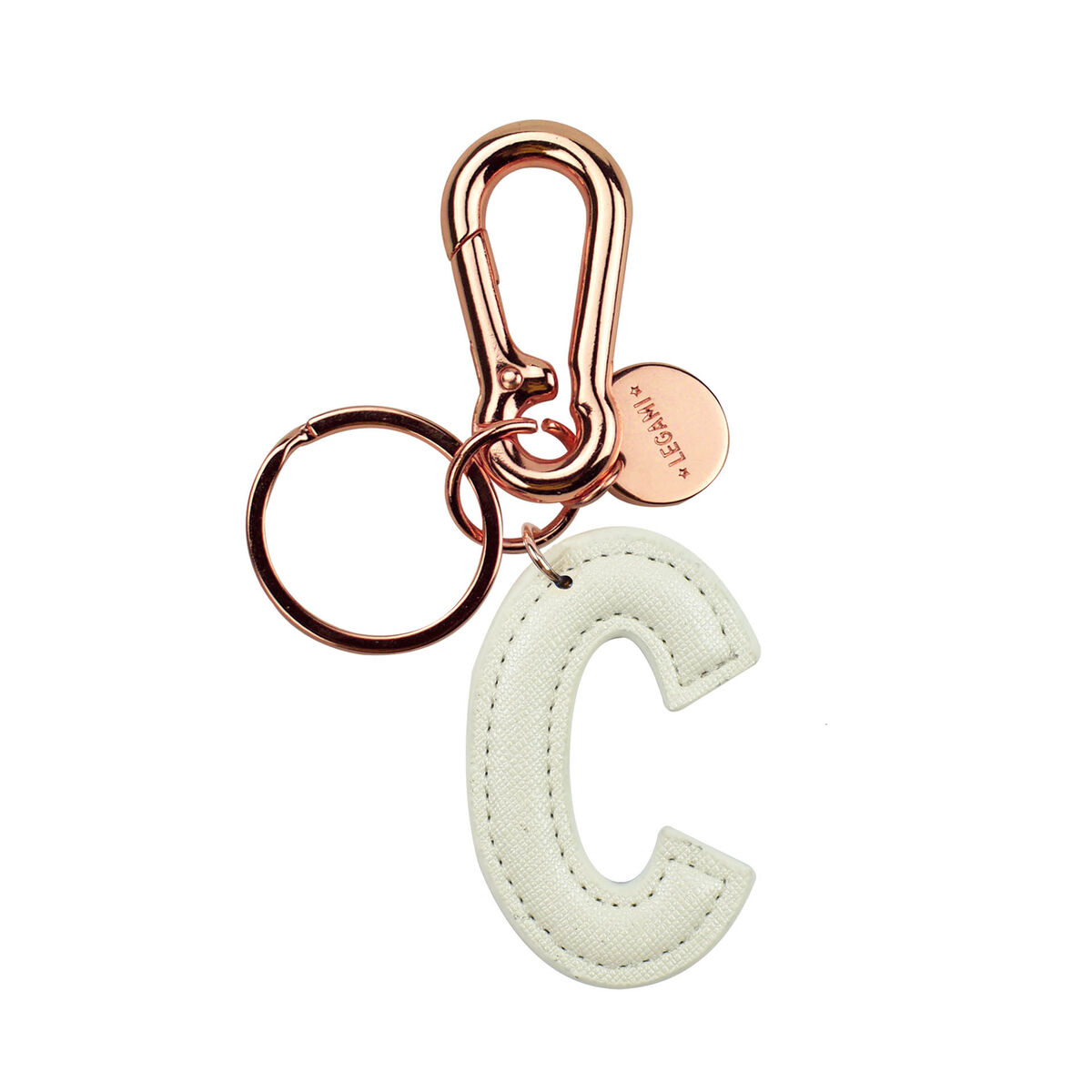 Key Ring with Initial Letter - C / White - My Initial