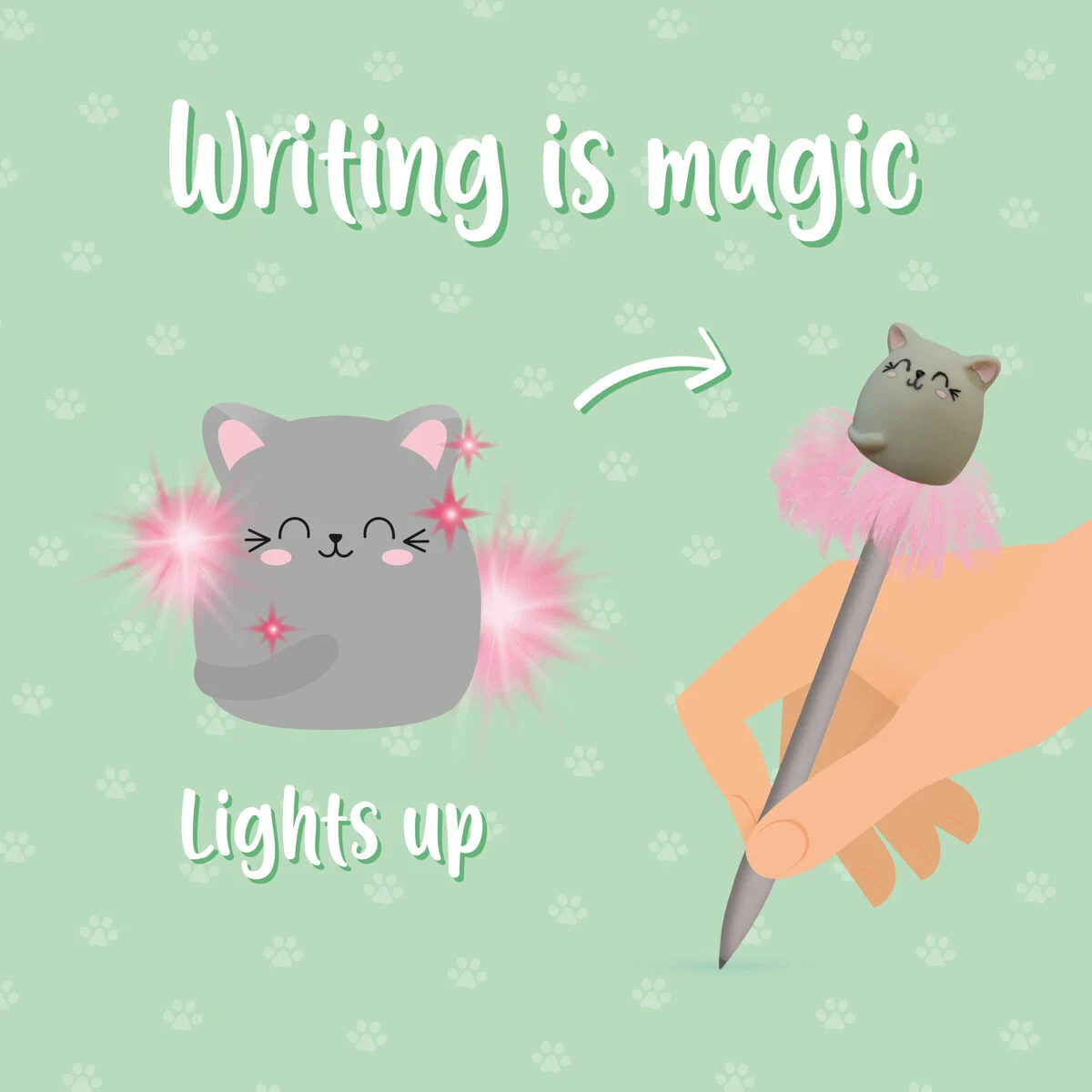 Light-up Ballpoint Pen - Kitty - Writing is Magic