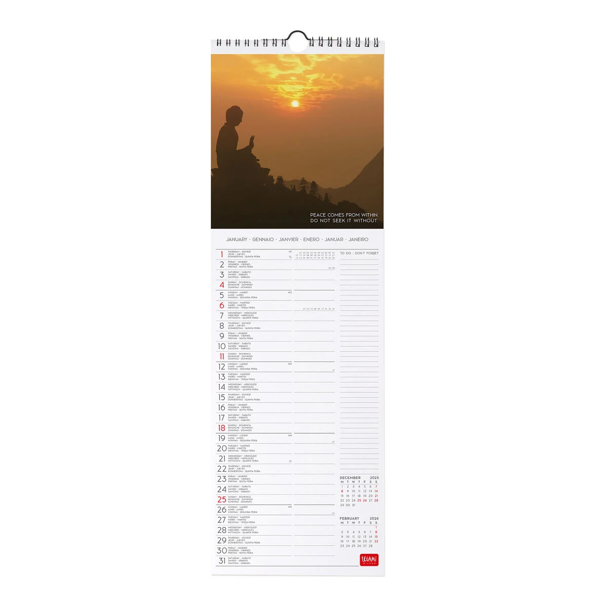 2026 Wall Calendar - 16 x 49 cm
