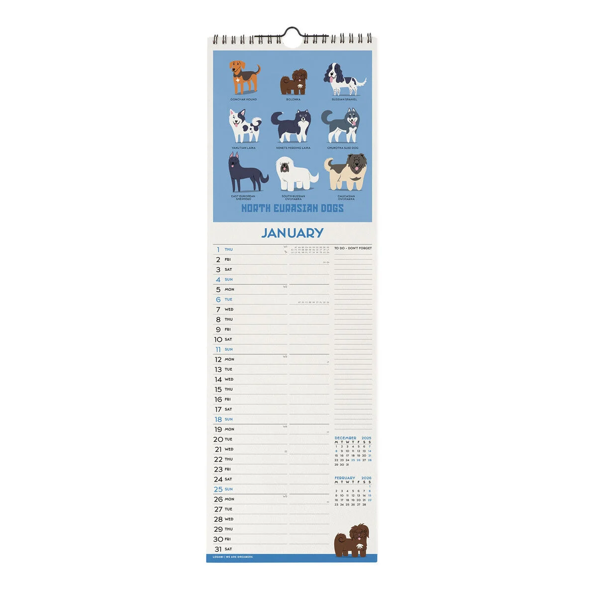 2026 Wall Calendar - 16 x 49 cm