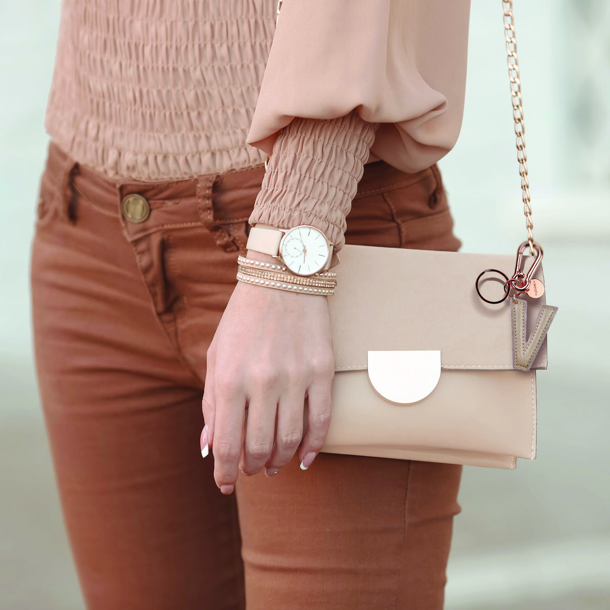 Key Ring with Initial Letter - V / Rose Gold - My Initial