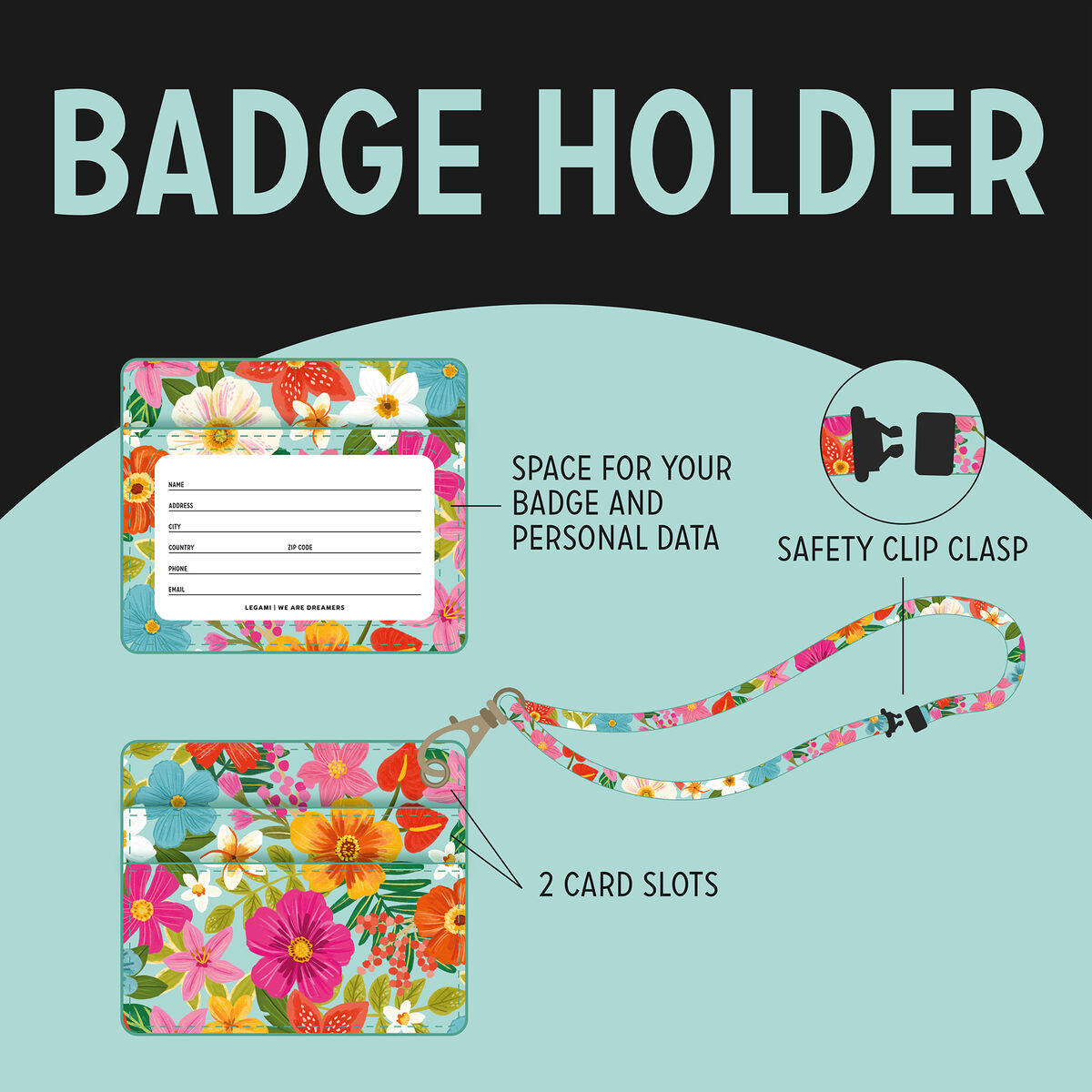 Flowers Badge Holder