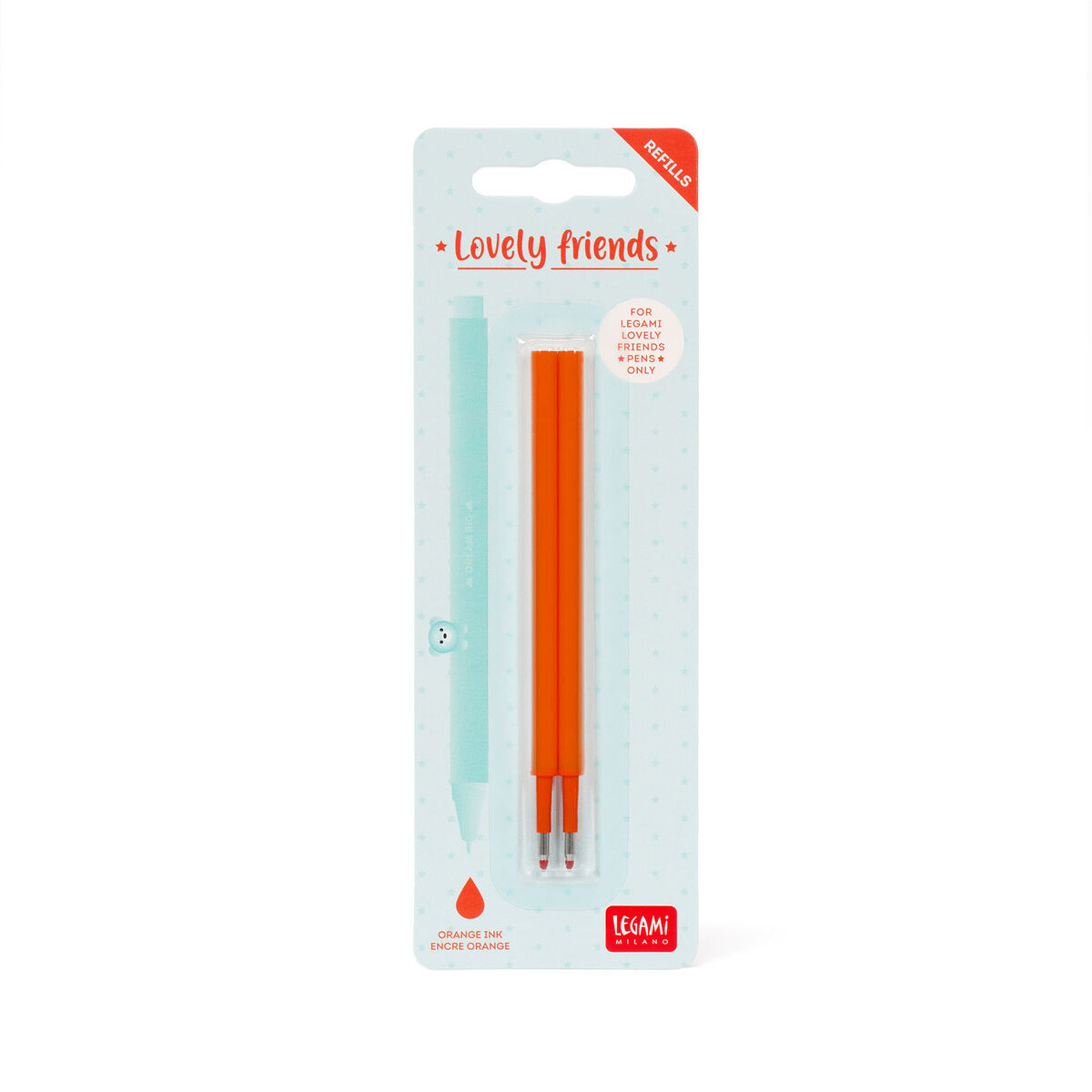 Set of 2 Refills for Lovely Friends Gel Pens - Orange Ink
