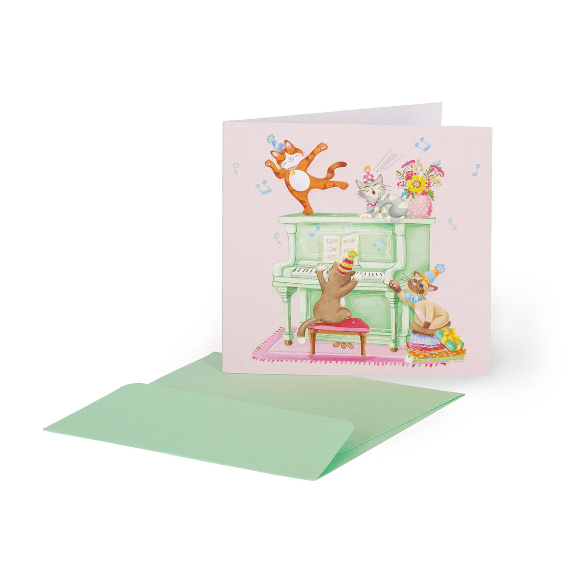 Birthday Card - Small - Small Greeting Card - Piano Cats