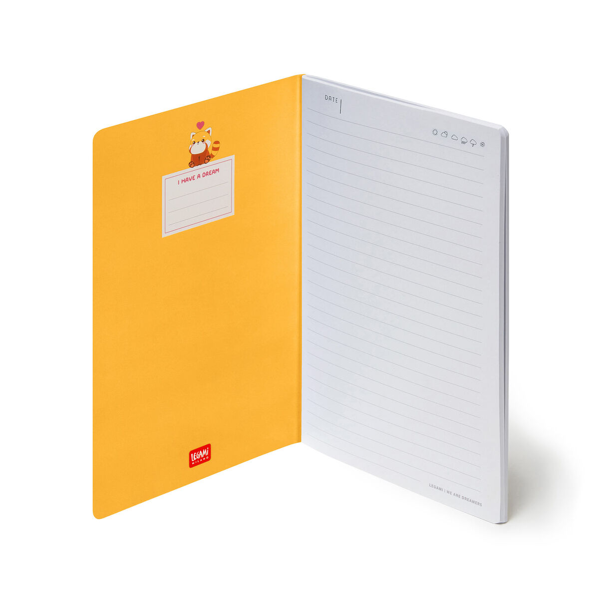 A5 Lined Notebook with Illustrated Hard Cover - Red Panda