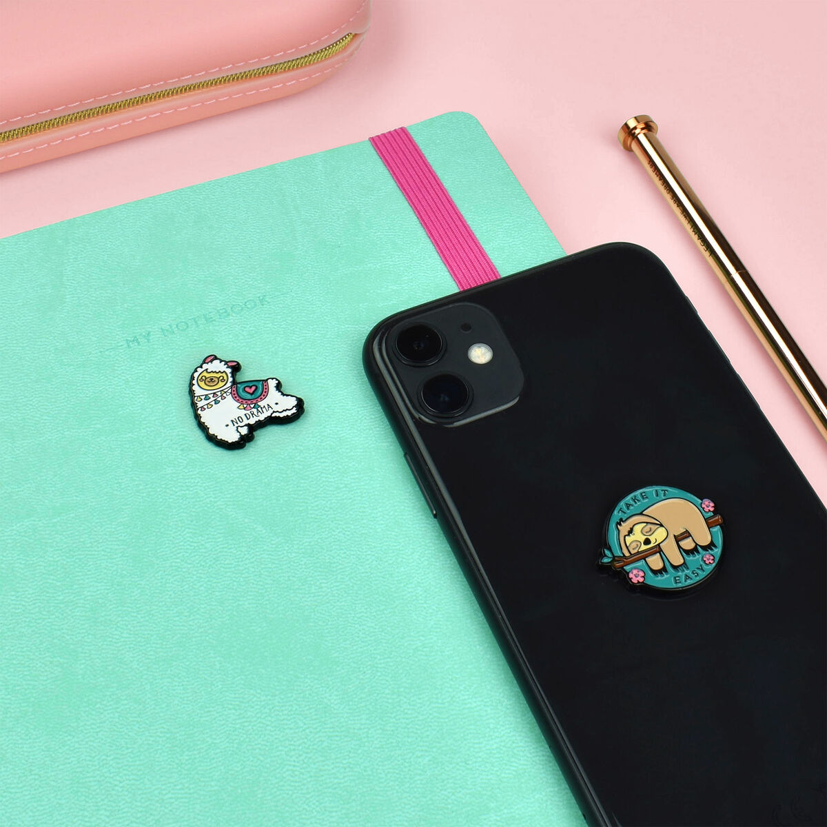 Set of 2 Llama + Sloth Metal Stickers - Cutie