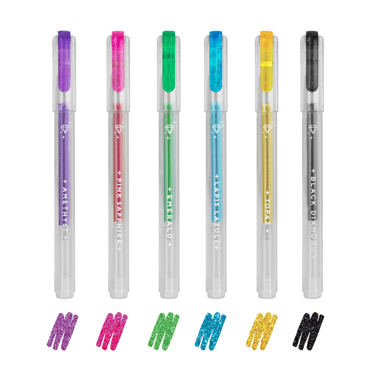 Set Of 6 Glitter Mini Gel Pens