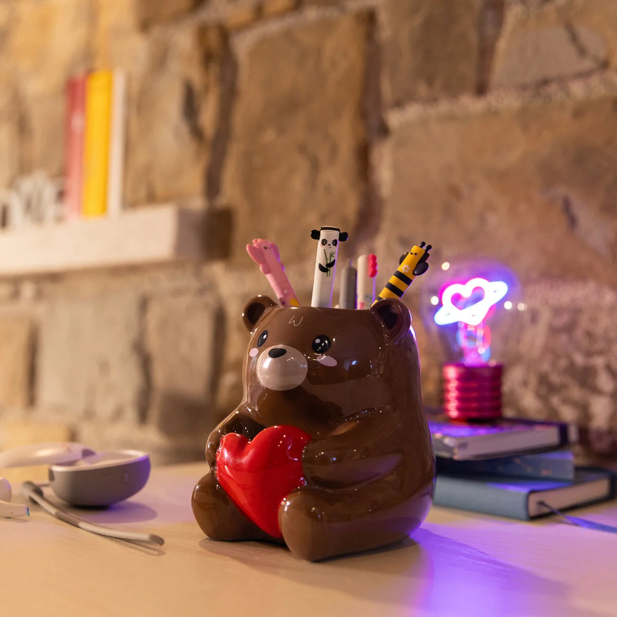 Ceramic Pen Holder - Teddy Bear - Desk Friends