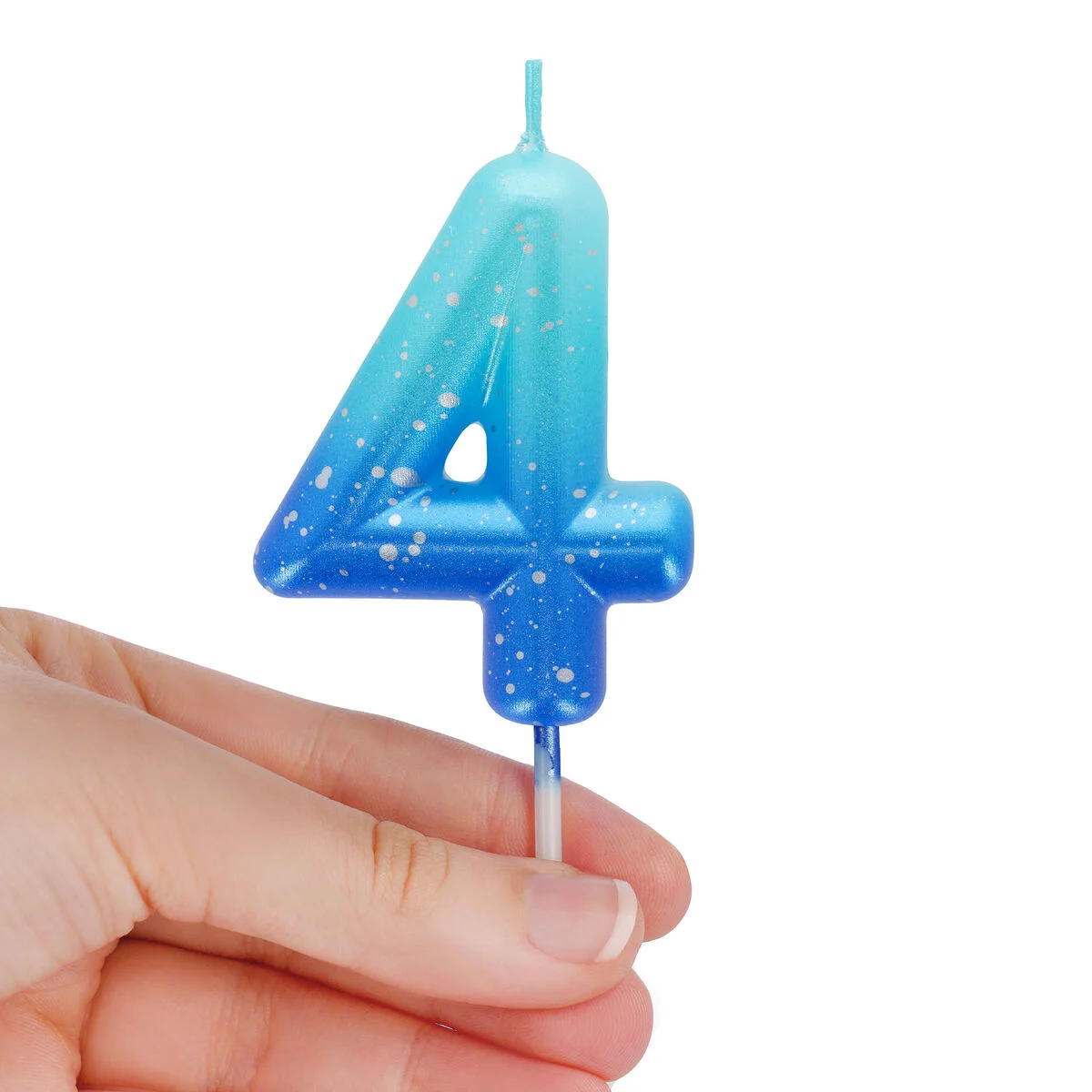 Blue Birthday Cake Candle - 4 - Happy Birthday Candle