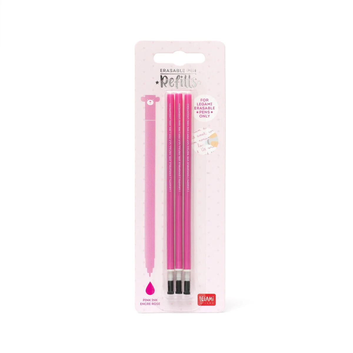 Set of 3 Refills for Erasable Gel Pens - Pink Ink - Erasable Pen