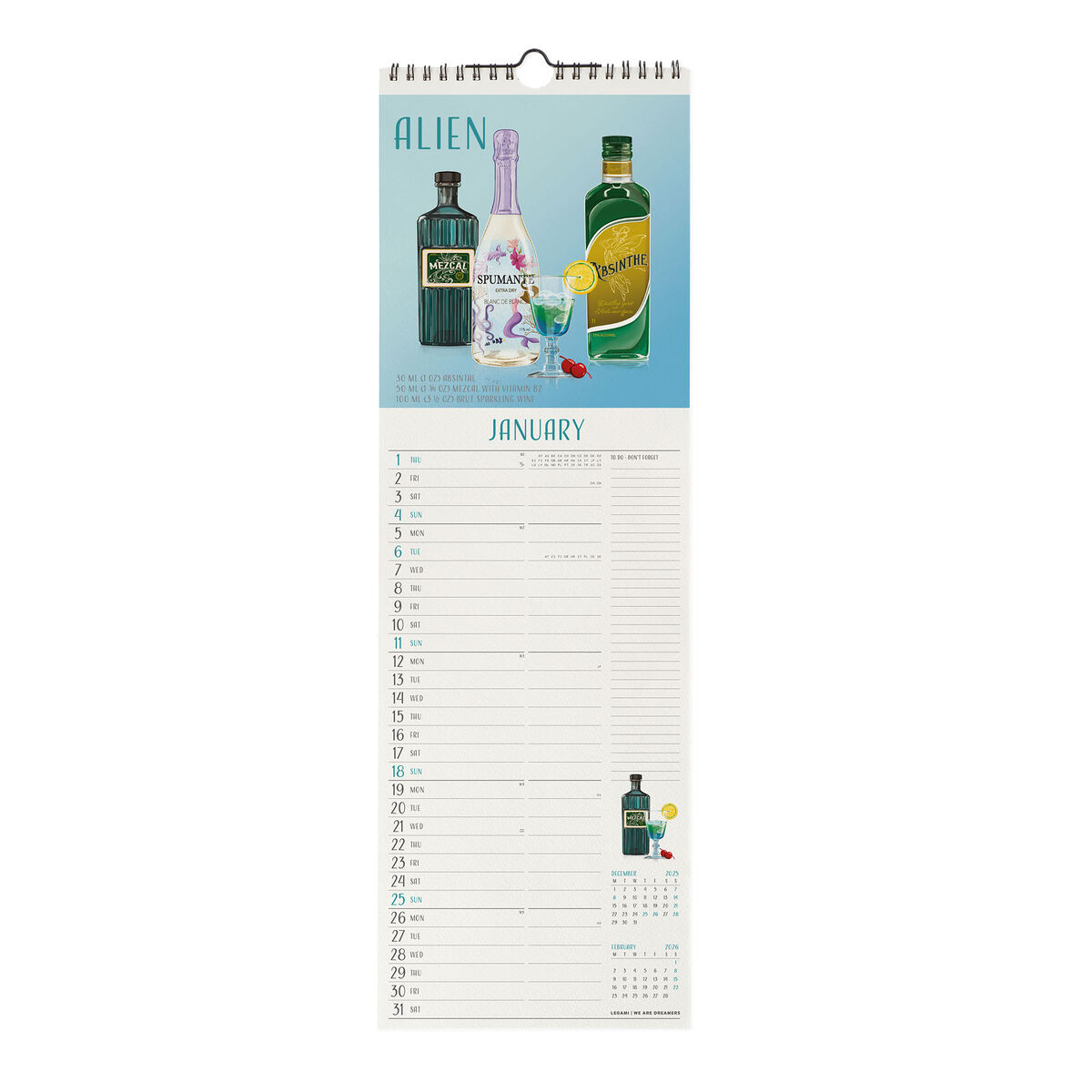 2026 Wall Calendar - 16 x 49 cm