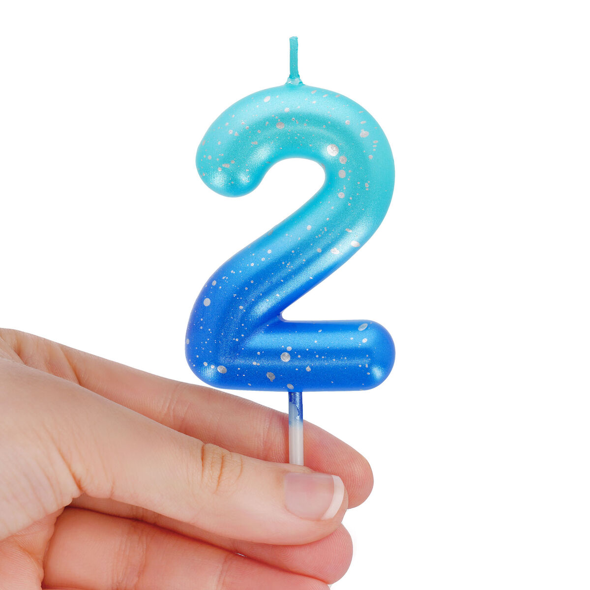 Blue Birthday Cake Candle - 2 - Happy Birthday Candle