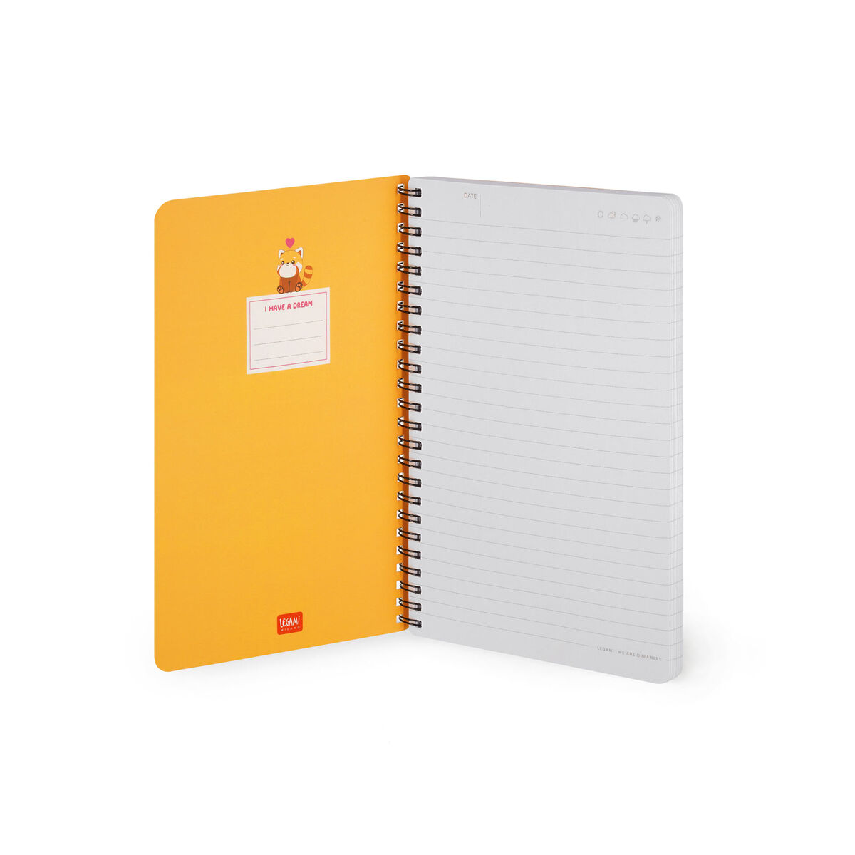 A5 Lined Notebook with Illustrated Hard Cover - Red Panda - Spiral-Bound