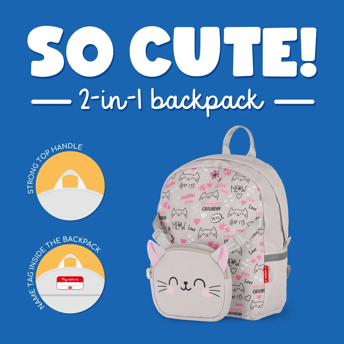 2-in-1 Kitty Backpack with Removable Front Pocket - So Cute!