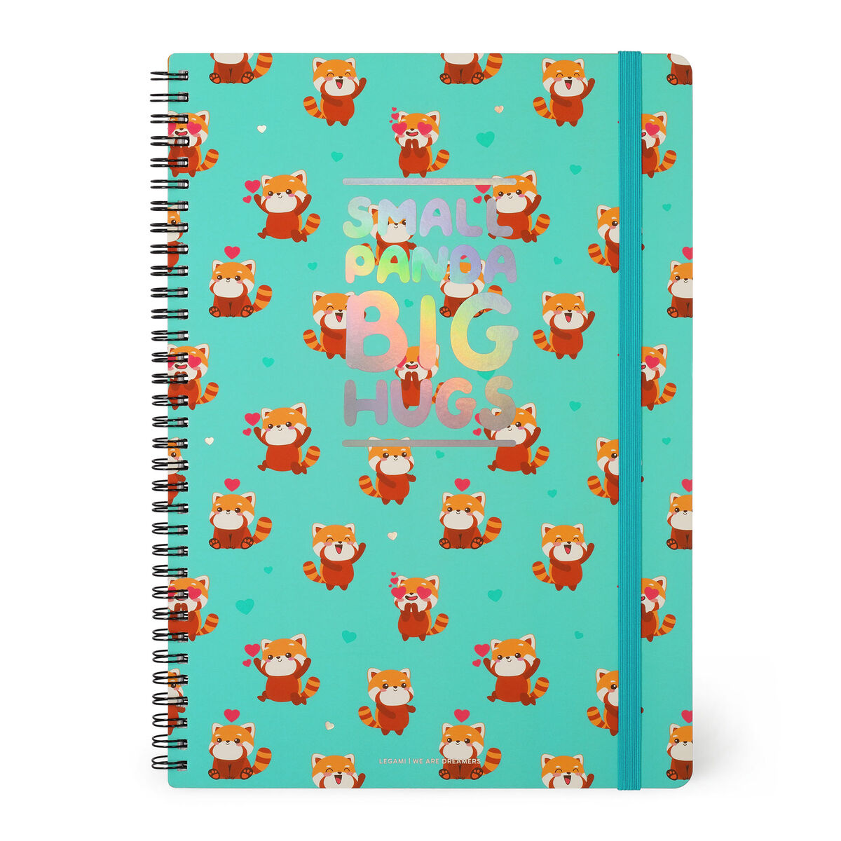 A4 Lined Notebook with Illustrated Hard Cover - Red Panda - Spiral-Bound