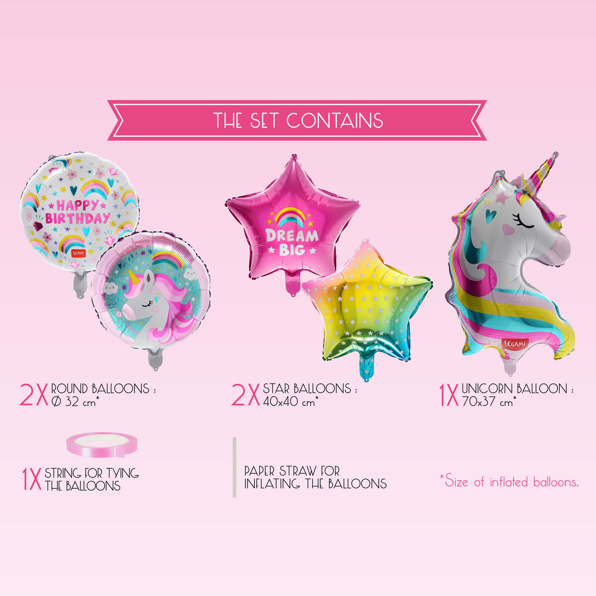 Set of 5 Unicorn Birthday Party Balloons - Let’s Party!