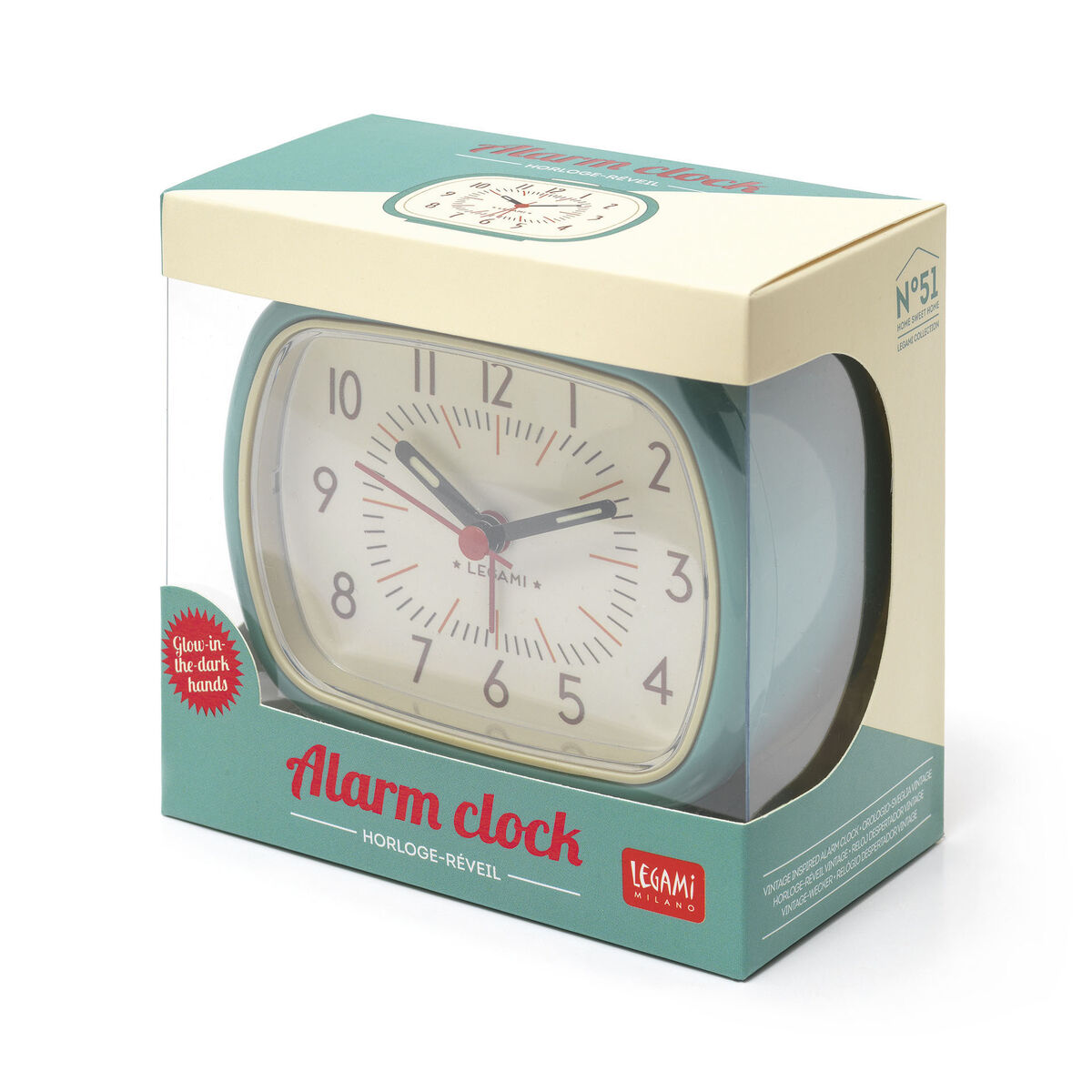 Vintage Inspired Alarm Clock - Aqua - Retro Alarm Clock