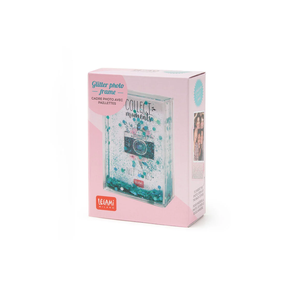 Glitter Photo Frame - Aqua Camera