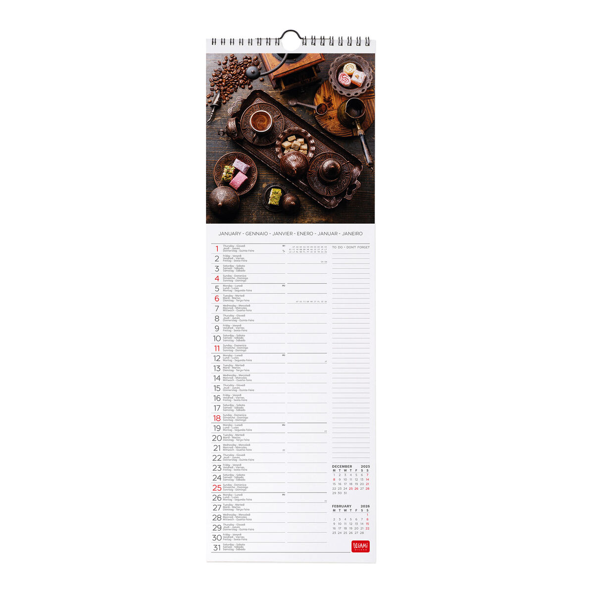 2026 Wall Calendar - 16 x 49 cm