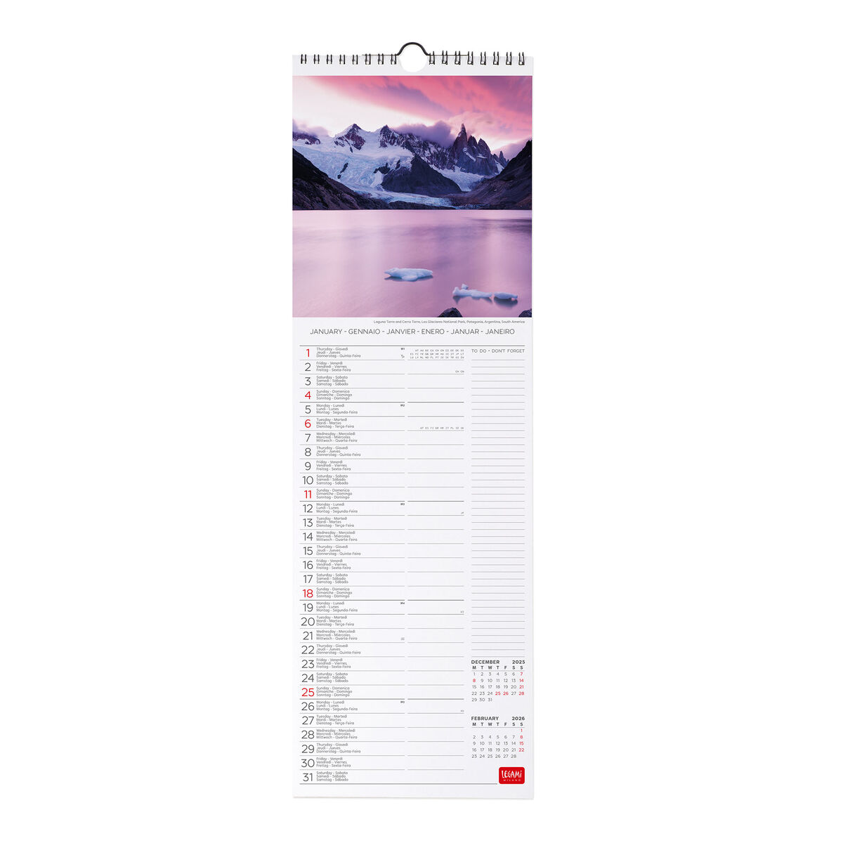 2026 Wall Calendar - 16 x 49 cm