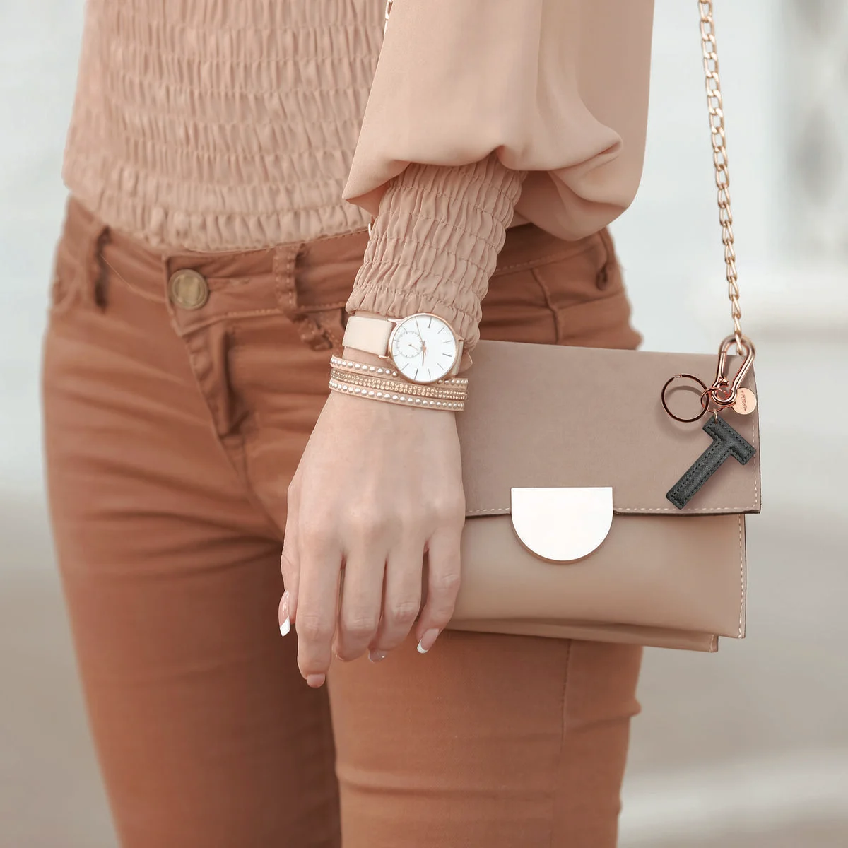 Key Ring with Initial Letter - T / Black - My Initial