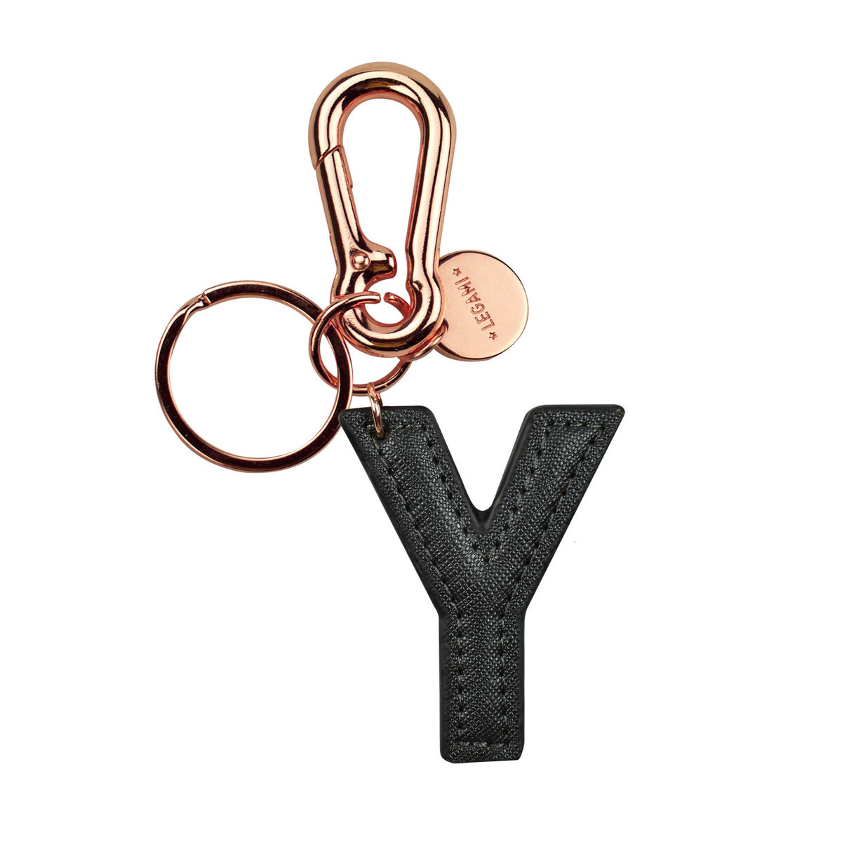 Key Ring with Initial Letter - Y / Black - My Initial