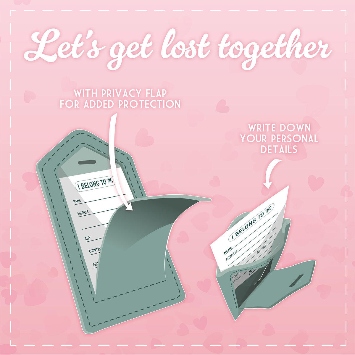 Set of 2 Luggage Tags - Let's Get Lost Together