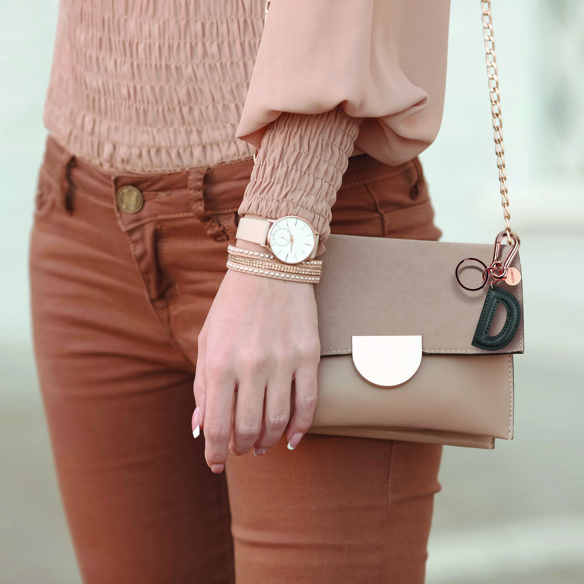 Key Ring with Initial Letter - D / Black - My Initial