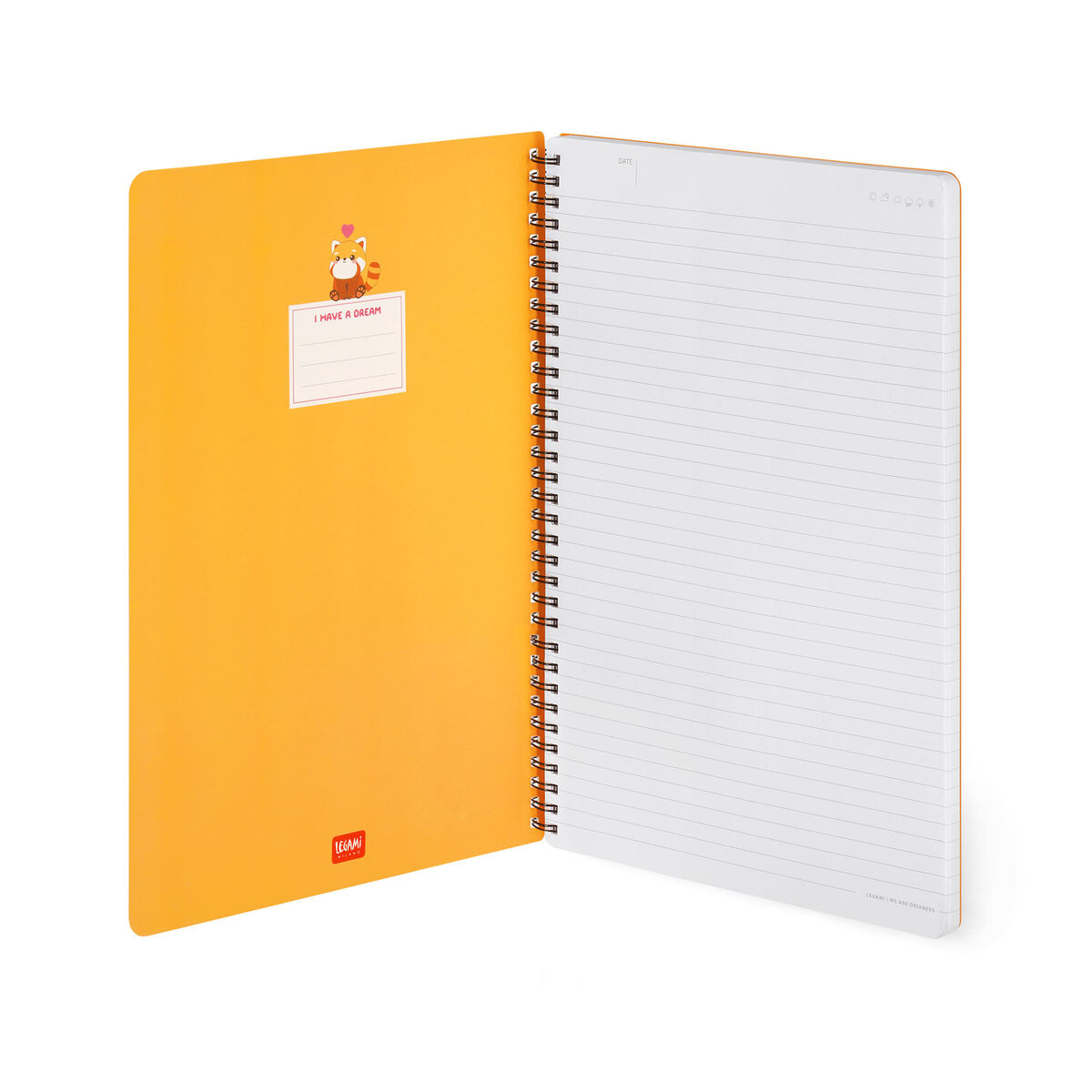 A4 Lined Notebook with Illustrated Hard Cover - Red Panda - Spiral-Bound