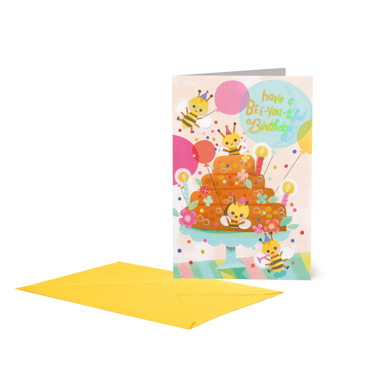 Birthday Card - Large - Greeting Card - Bee Cake