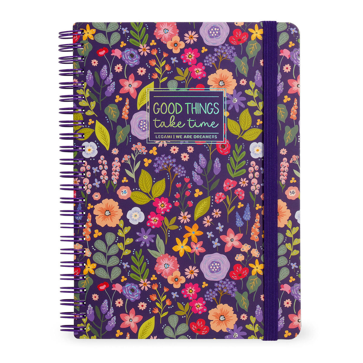 A4 Lined Notebook with Illustrated Hard Cover - Flowers - Jotter - Spiral-Bound