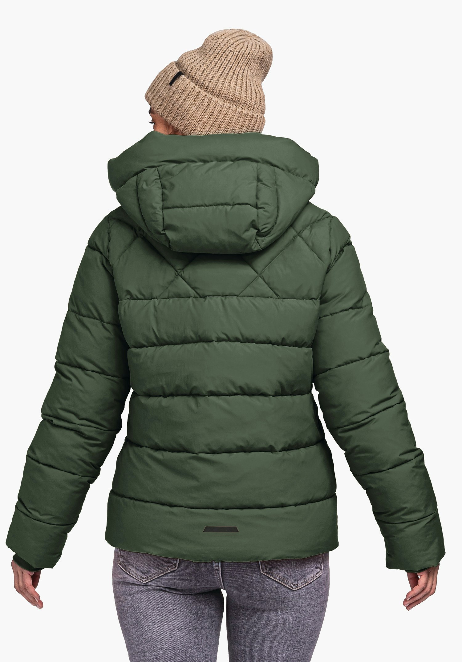 Puffer jacket with synthetic insulation