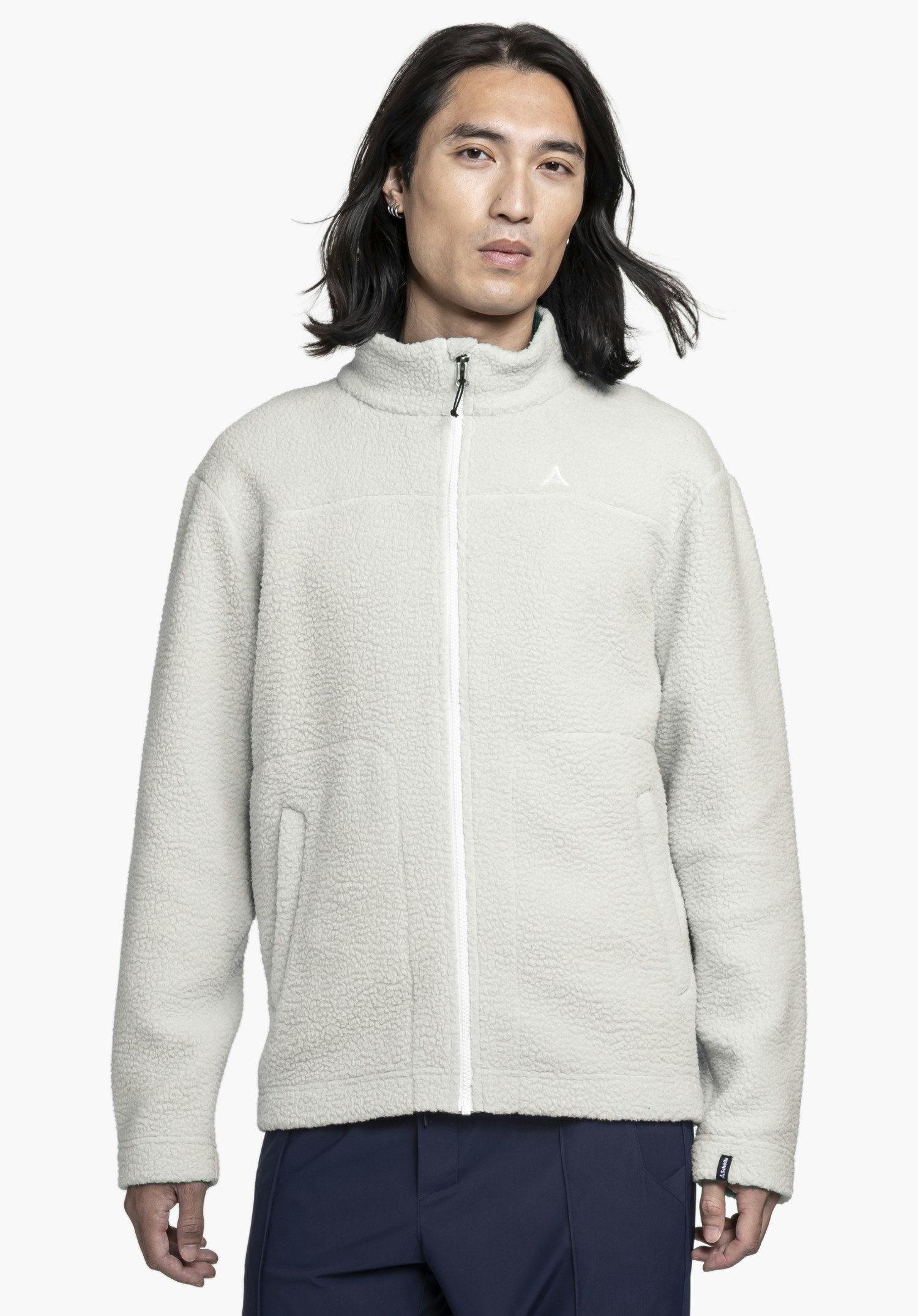 Warm Sherpa fleece jacket with stand-up collar